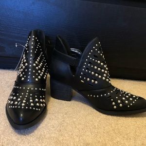 NEW black booties w/silver studs & buckle